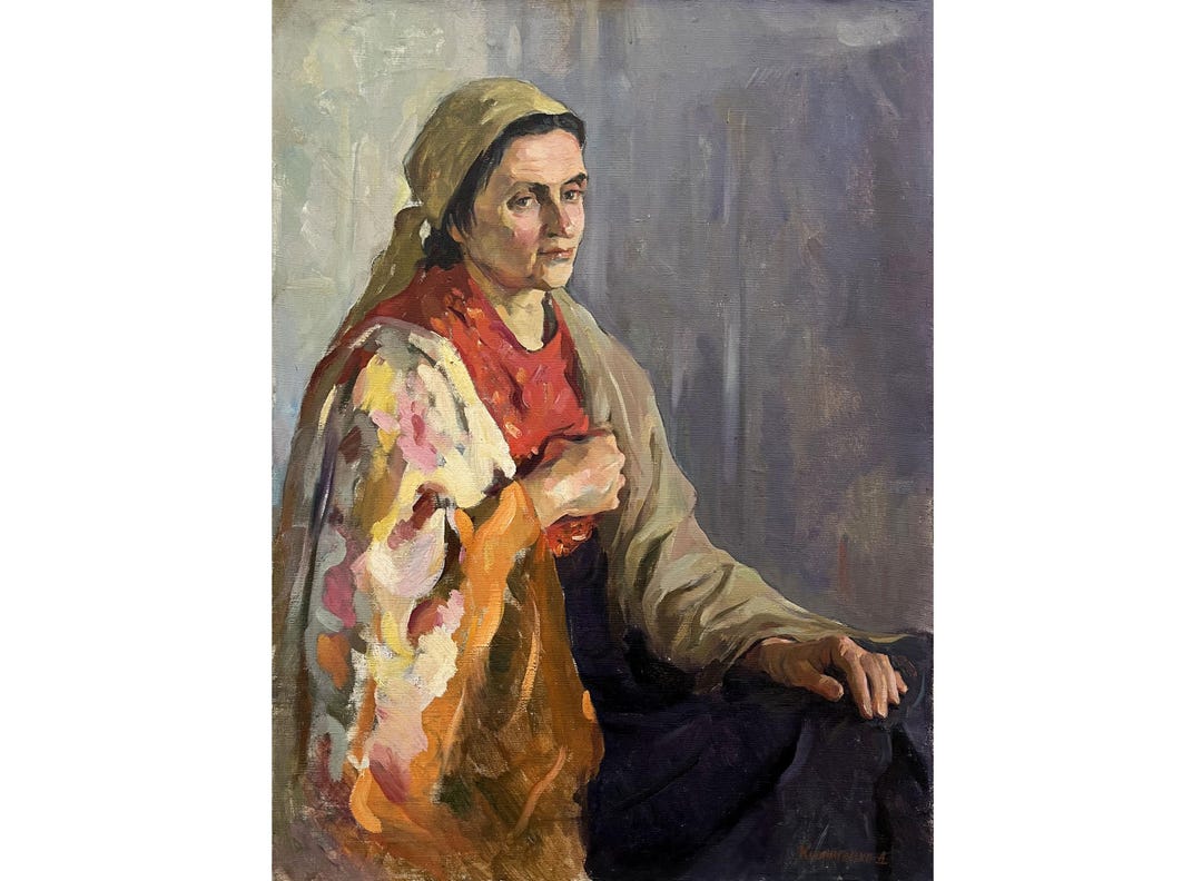 Antique Original Oil Painting on Canvas Portrait of a Woman by ...