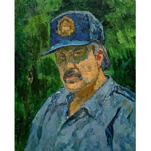 Pintura al óleo original vintage del artista ucraniano A. Shkurko, 1992, Pintura de retrato, Retrato de un artista, Retrato de un hombre, Retrato masculino