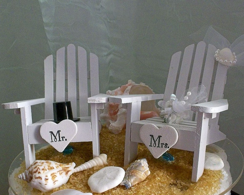 Beach Wedding Cake Topper Adirondack Chair Destination Etsy