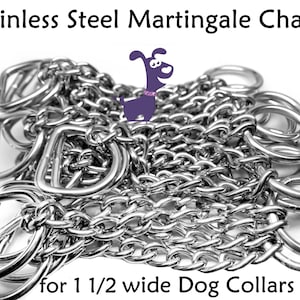1 1/2&quot; Martingale Chains, Stainless Steel Half Check Chains, for Dog Collars, Stainless Steel Center Chain, For 1 1/2&quot; wide straps, 40mm