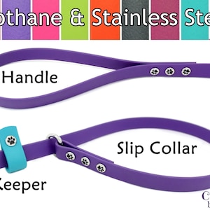 Slip Lead, Keeper, 5/8&quot; wide, Waterproof Slip Leash, All in One, Leash and Collar, Biothane Slip Lead, Secure Rescue & Transport Dog Leash