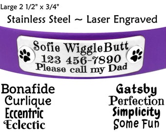 Dog Collar Name Plate, Rivet On, Large, 316 Stainless Steel Name Plate, Personalized Laser Engraved Name Plate