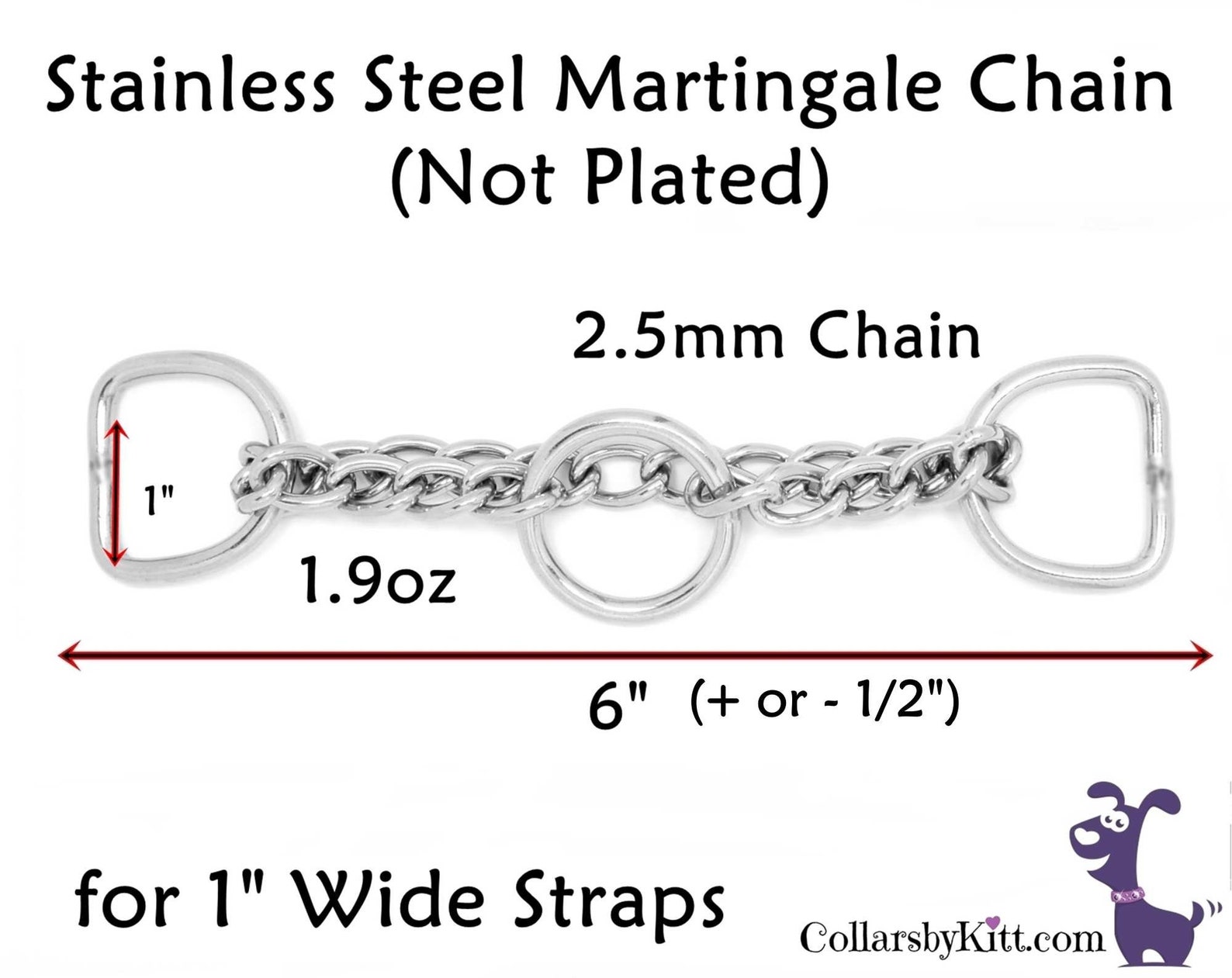 Martingale Chain, Stainless Half Check Chain, Martingale Hardware