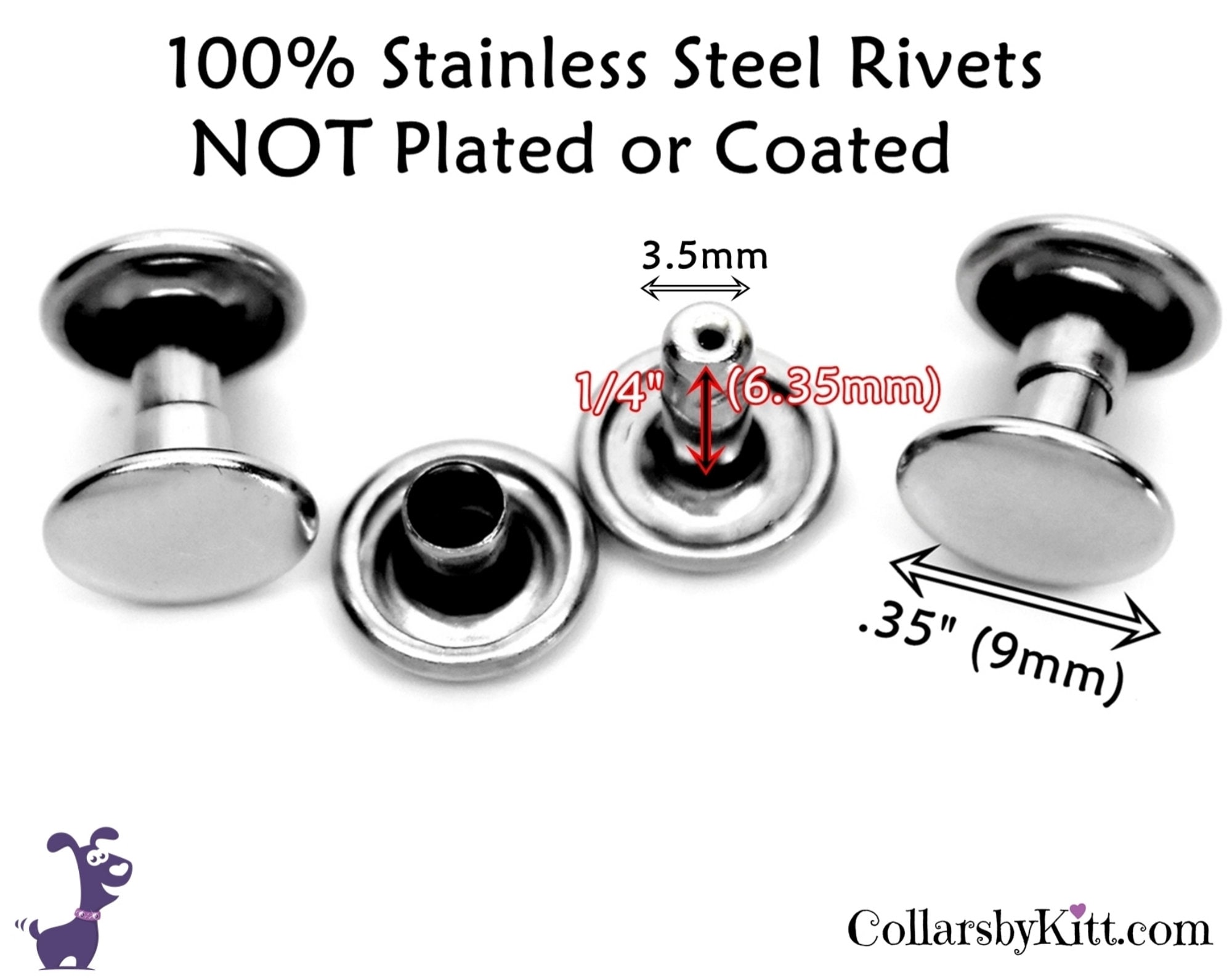 Rivet on Name Plate Personalized Stainless ID for Your Dog | Etsy