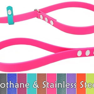 Biothane Slip Lead for Small Dogs, 1/2&quot; wide, Waterproof Slip Leash, All in One Leash and Collar, Secure Rescue & Transport Dog Leash