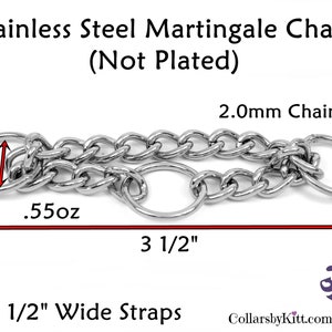 Martingale Chain, Stainless Half Check Chain, Martingale Hardware, Stainless Steel Center Chain for Small Martingales, For 1/2&quot; wide straps