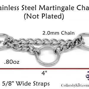 Martingale Chain, Stainless Half Check Chain, Martingale Hardware, Stainless Steel Center Chain for Small Martingales, For 5/8&quot; wide straps