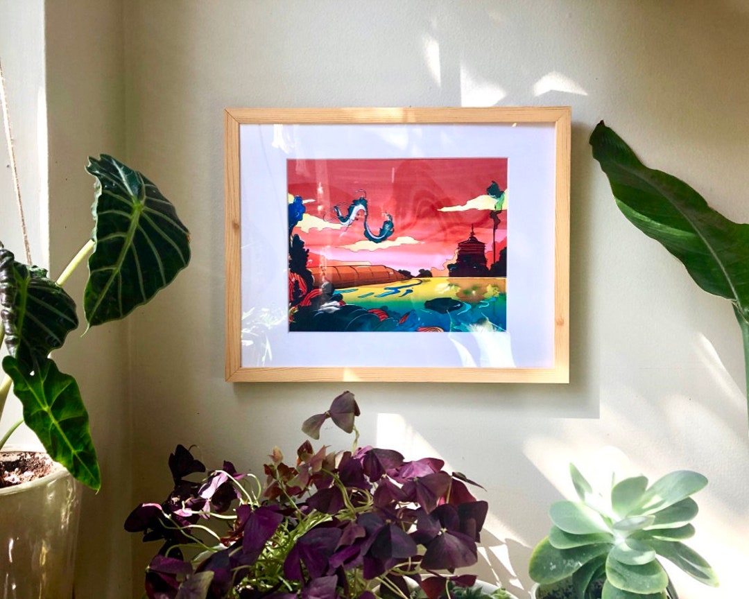 Red Dragon ART PRINT || Bathhouse Poster Enchanted Forest Wall Art ...