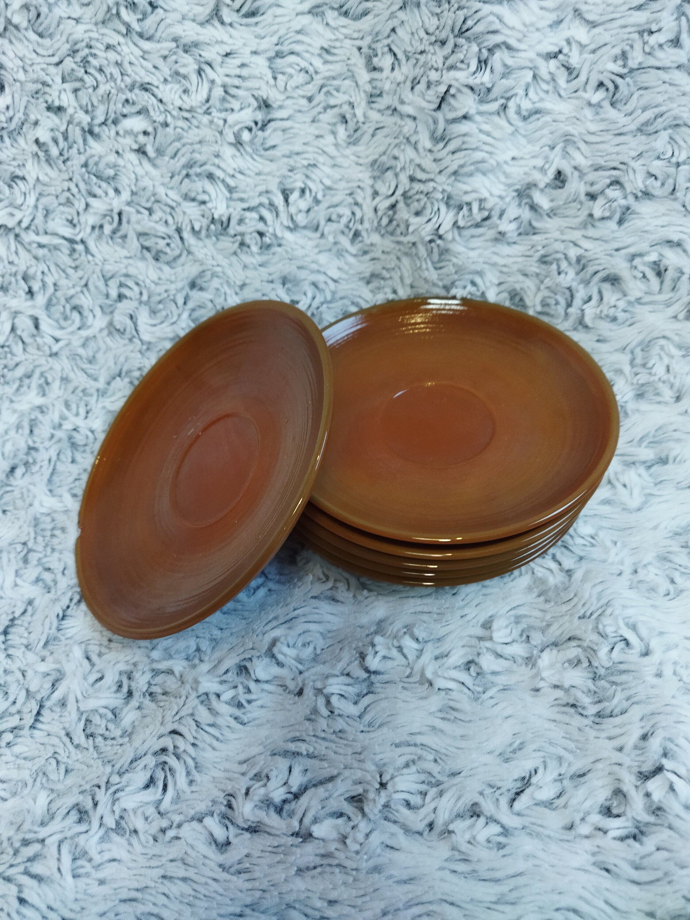 Lot De Vaisselle Vintage Arcopal Volcan Années 70 - 10 Assiettes Dessert, 6 Assiettes, 1 Cocotte
