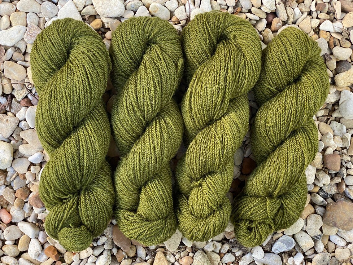 Handdyed Yarn Moss Green Local Wool fingering weight Etsy