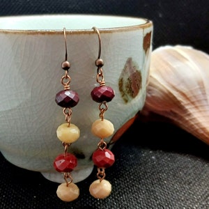 Faceted Mookaite and Copper Earrings