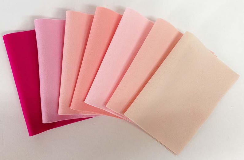 7-Pack 8 x 12 Pink Merino Wool Felt