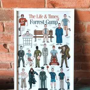 The Life & Times Of Forrest Gump - Illustrated movie poster. Fun gift idea for film buff