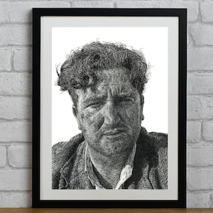 Portrait of Brendan Behan, Irish Author - Illustration Print