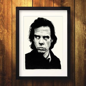 Nick Cave, legendario músico australiano - Impresión de ilustración