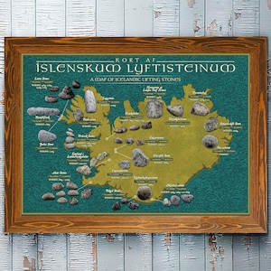 Mapa de piedras de elevación islandesas - 'Kort af Íslenskum Lyftisteinum