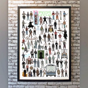 The Films Of Keanu Reeves - Illustrated movie poster. Fun gift idea for film buffs and Keanu enthusiasts.
