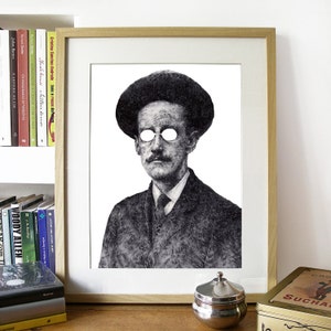 Portrait of James Joyce, Irish Author - Illustration Print