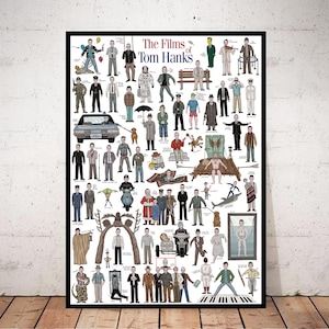 The Films Of Tom Hanks: geïllustreerde filmposter. Leuk cadeau-idee voor filmliefhebbers.