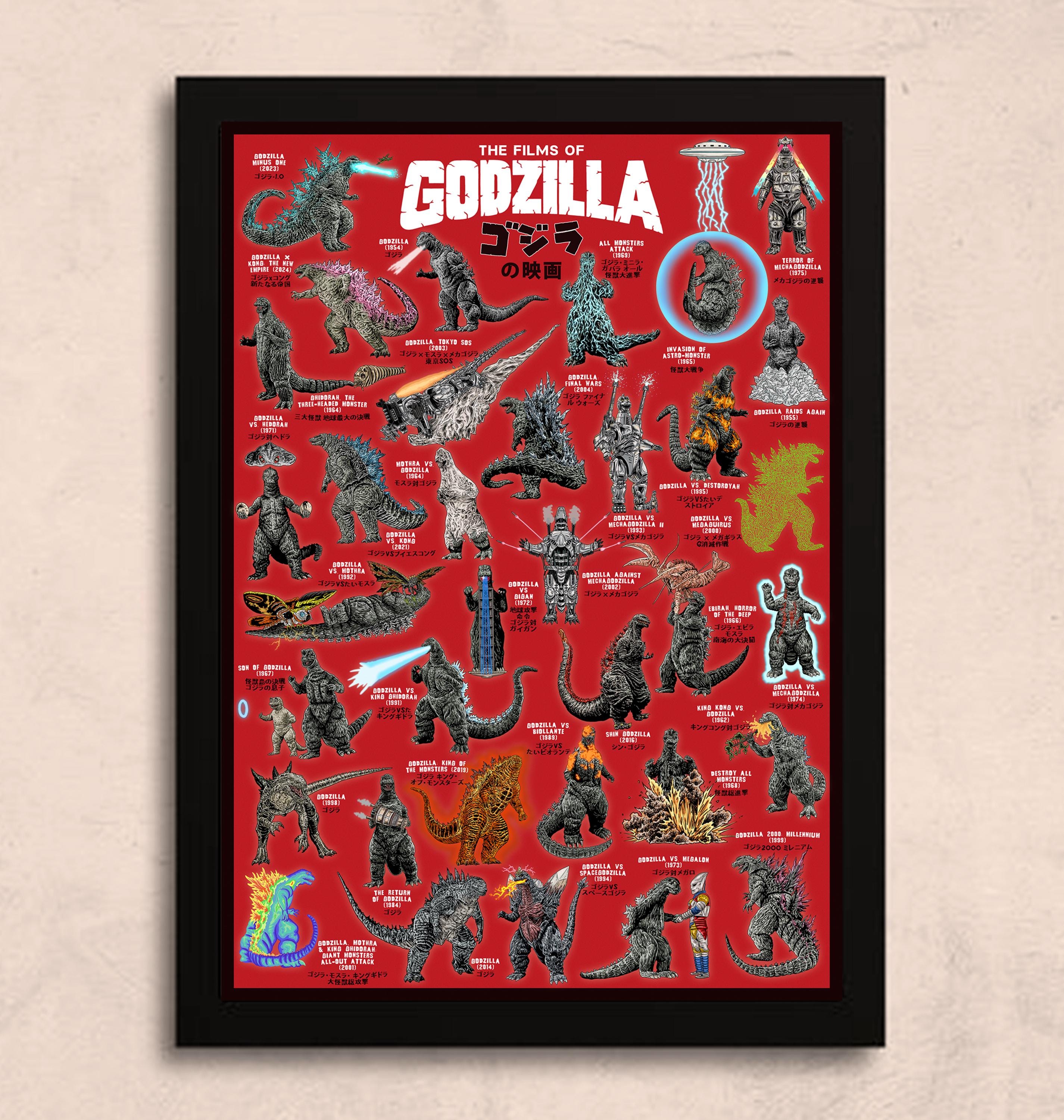Godzilla Movie Poster: Hand-drawn Filmography Art Print - Etsy Israel