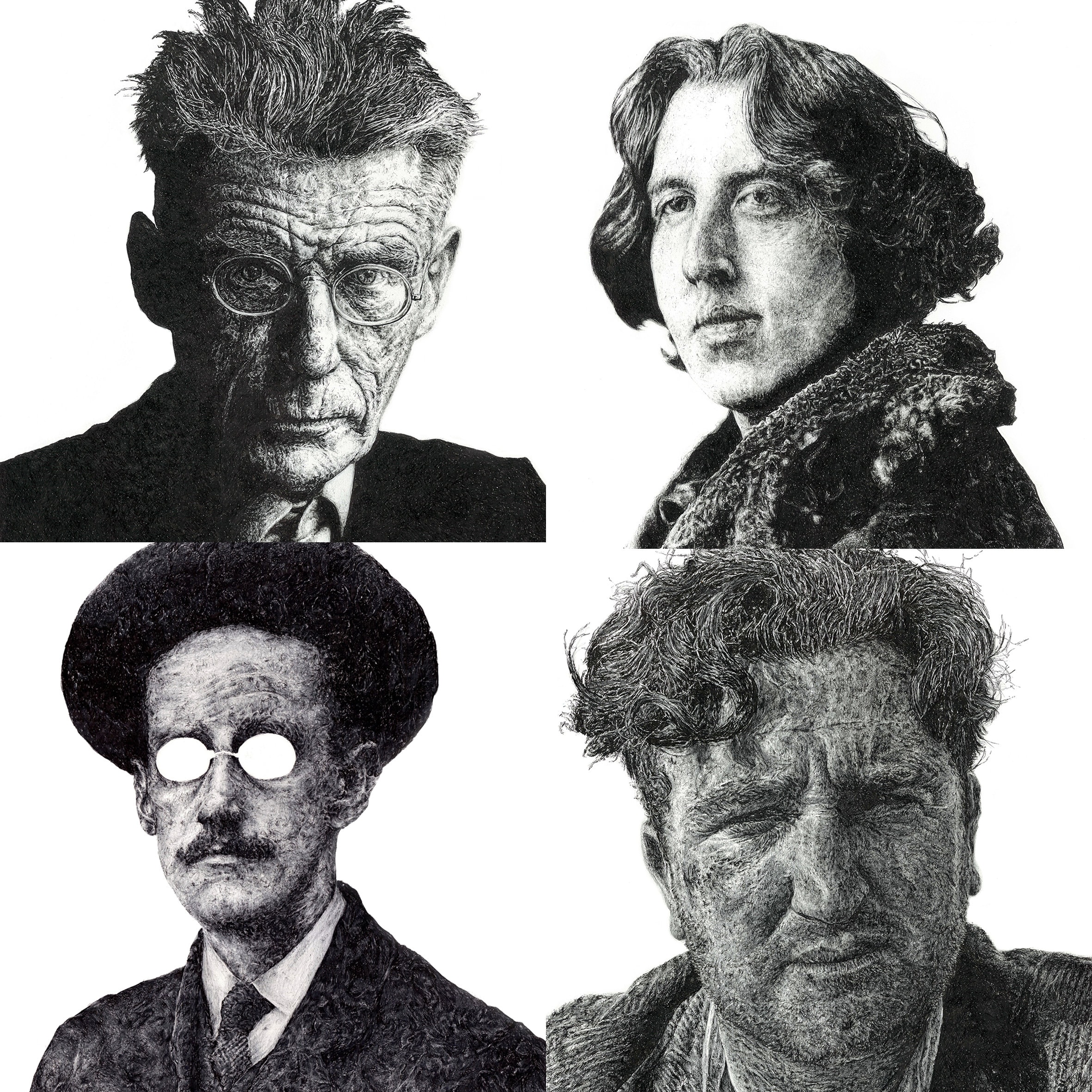 4 portraits of Famous Irish writers GIFT PACKAGE 4 for the Etsy