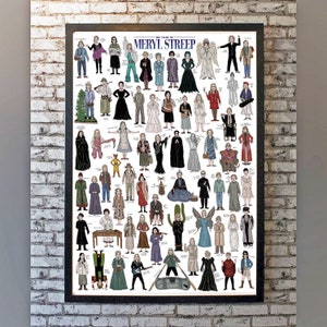 The Films Of Meryl Streep - Illustrated movie poster. Fun gift idea for film buffs