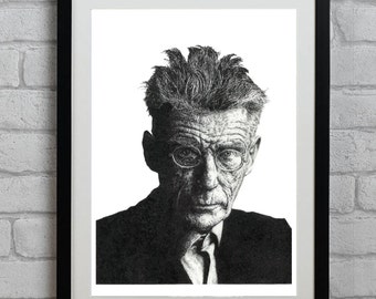 Portrait of Samuel Beckett, Irish Playwright Author & Poet - Illustration Print