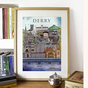 Derry, Ireland Cityscape - Illustration print