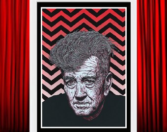 David Lynch - Iconic American movie director. Illustrated movie poster art print