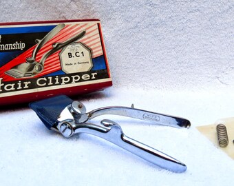 Vintage Non Electric Hair Clipper BC-1 Chrome Metal WISS Germany No.000 - 1/4 mm