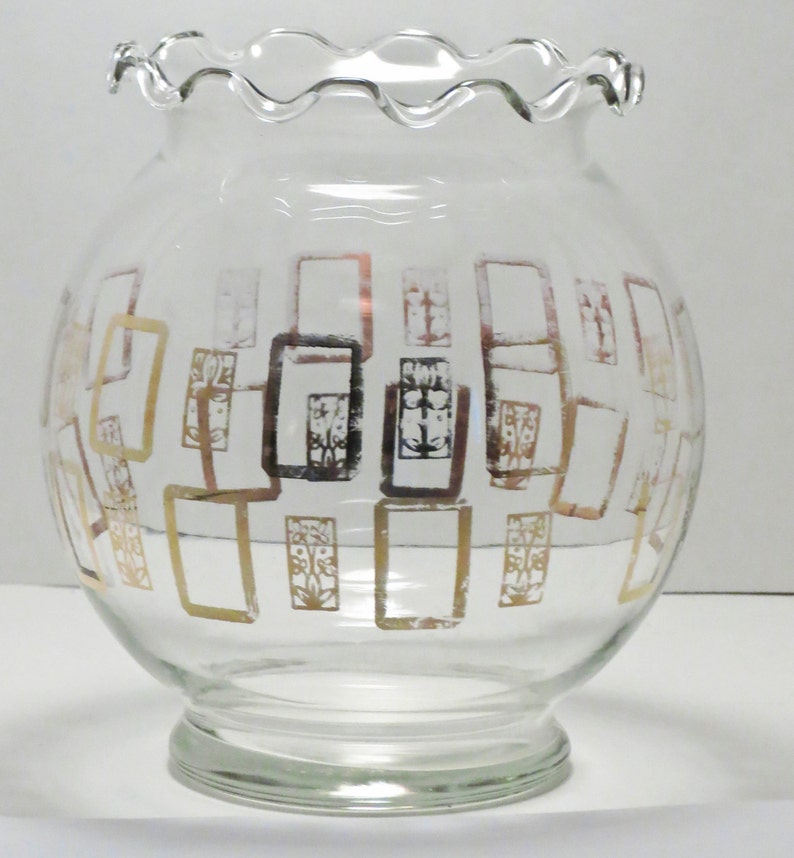 Glass Fluted top Candy Dish With Gold Pattern Accents 5.5 Etsy