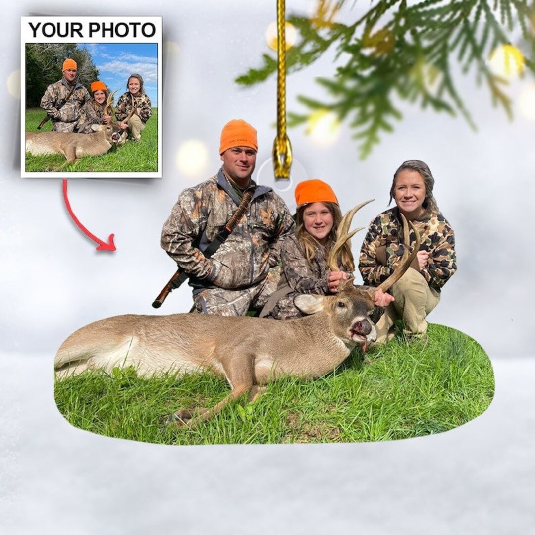 Custom Photo Hunting Ornament, Hunting Ornament, Gift for Deer Hunting
