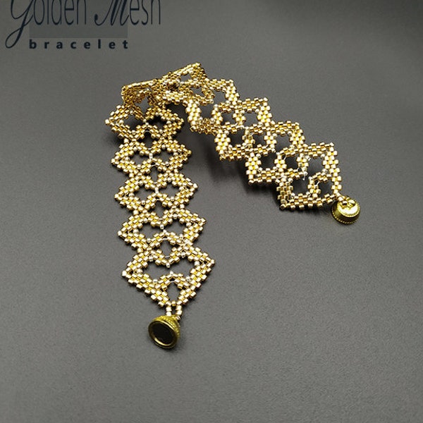 Instant download - Golden Mesh beaded bracelet tutorial