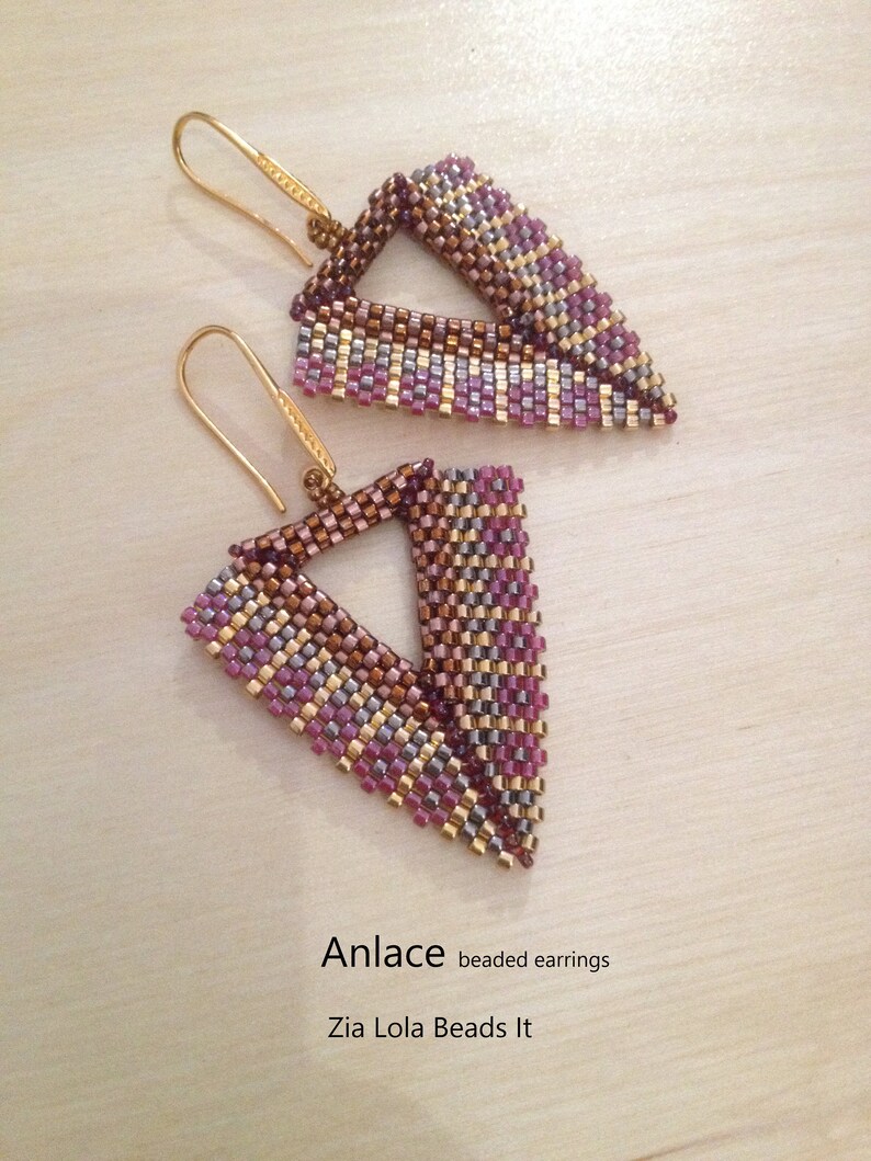 Instant Download Anlace beaded earrings 2 colors plus BONUS PATTERN tutorial image 3