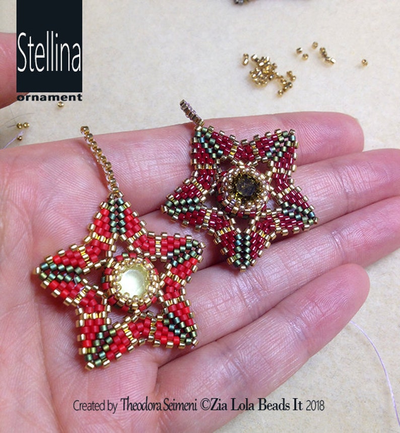 Instant download Stellina beaded star ornament pendant tutorial image 2