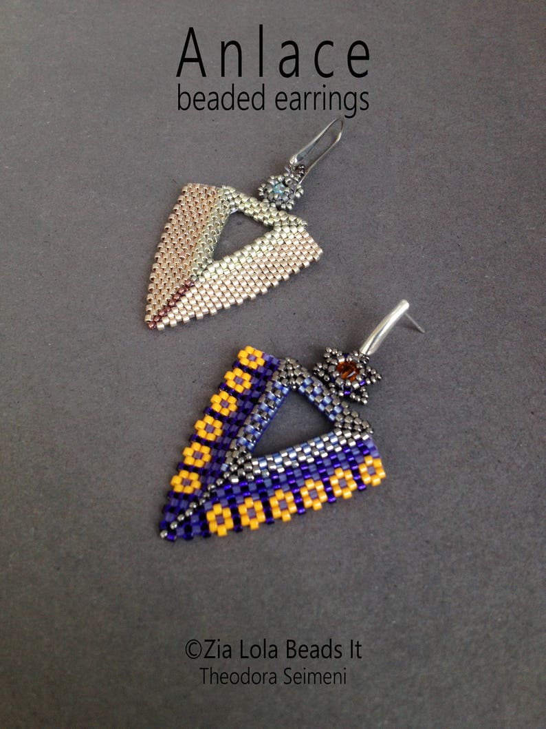 Instant Download Anlace beaded earrings 2 colors plus BONUS PATTERN tutorial image 2