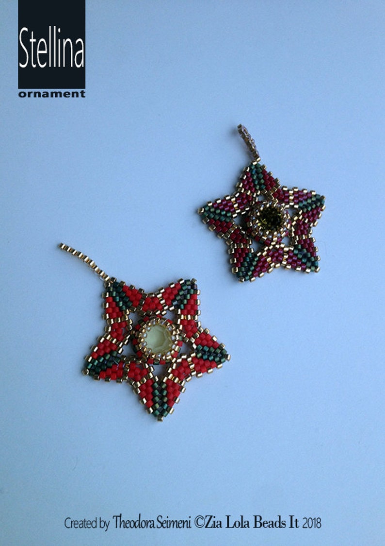 Instant download Stellina beaded star ornament pendant tutorial image 4