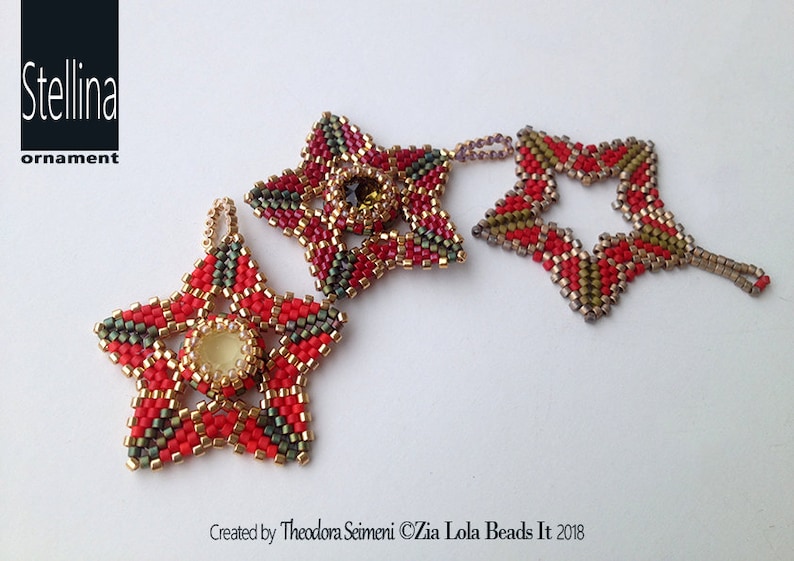 Instant download Stellina beaded star ornament pendant tutorial image 1