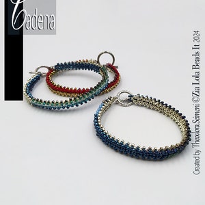May include: Two beaded bracelets with silver clasps. The top bracelet is red, gold, and green. The bottom bracelet is blue and silver.