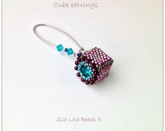 Instant download - Cubes beaded earrings tutorial