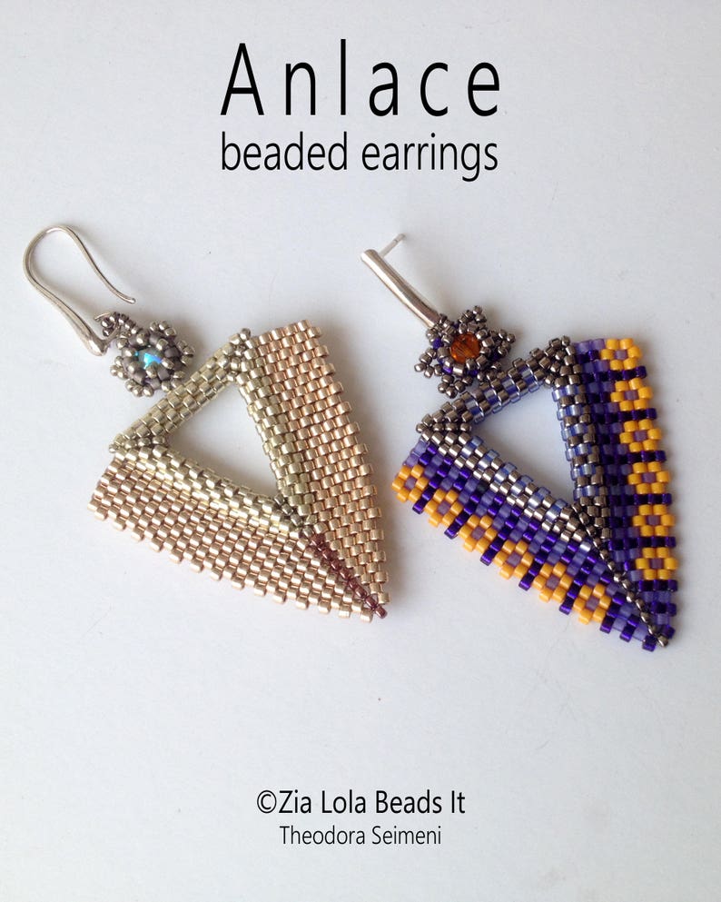 Instant Download Anlace beaded earrings 2 colors plus BONUS PATTERN tutorial image 4