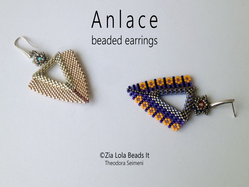 Instant Download Anlace beaded earrings 2 colors plus BONUS PATTERN tutorial image 5
