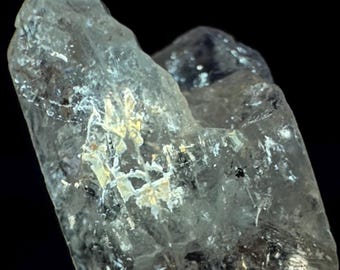 Golden Enhydro Petroleum Included Quartz Fluorescent UV Reactive Skeletal Fenster Crystal