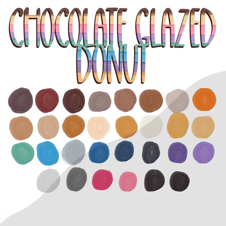 Chocolate Glazed Donut Color Palette for Procreate, Sprinkles, Colorful ...