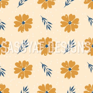 Golden Floral, 300 DPI,  Seamless File, Floral Digital Design