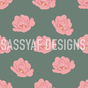 Pink and Green Floral, 300 DPI,  Seamless File