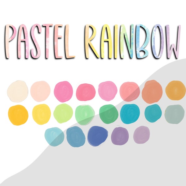 Pastel rainbow color palette for Procreate, pink, purple, orange, blue, green, yellow, colors, bright, vibrant, procreate