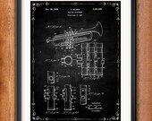 Printable Selmer Trumpet Patent Decor Decorations Musician Gift Digital Download Wall Art Music Decor Music Gifts Blueprint Clip Art 1035