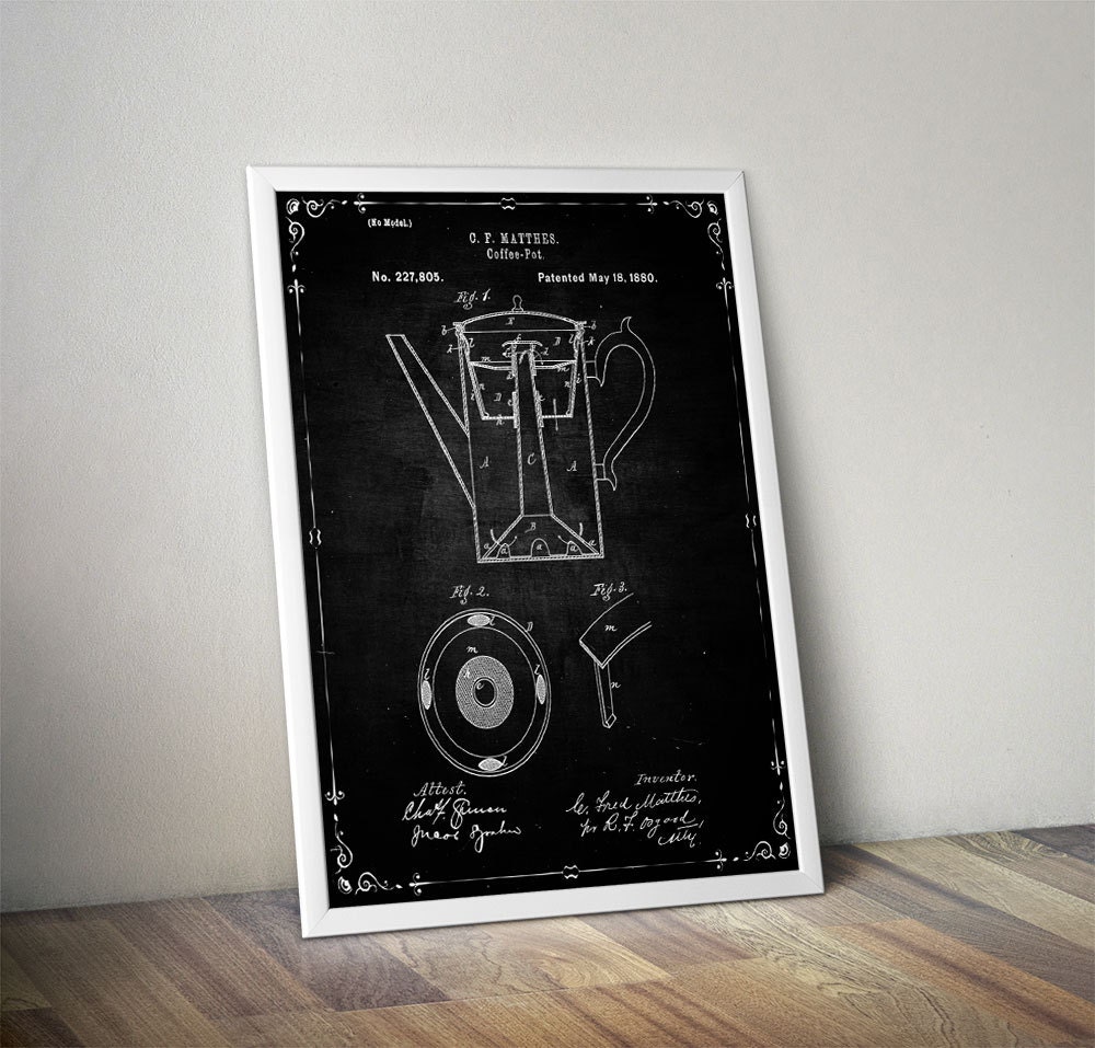 Coffee Pot Poster Coffee Pot Wall Decor Coffee Pot Art Etsy España