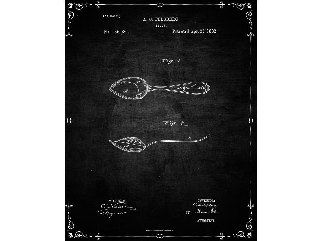 Spoon Poster Spoon Patent Spoon Print Spoon Art Spoon Etsy